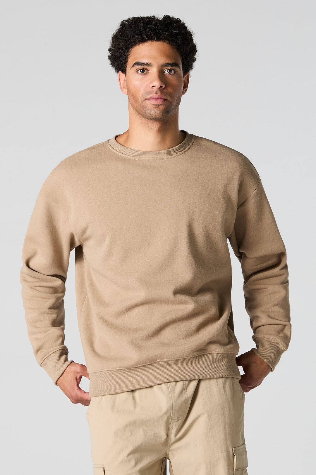 Solid Fleece Crewneck Sweatshirt