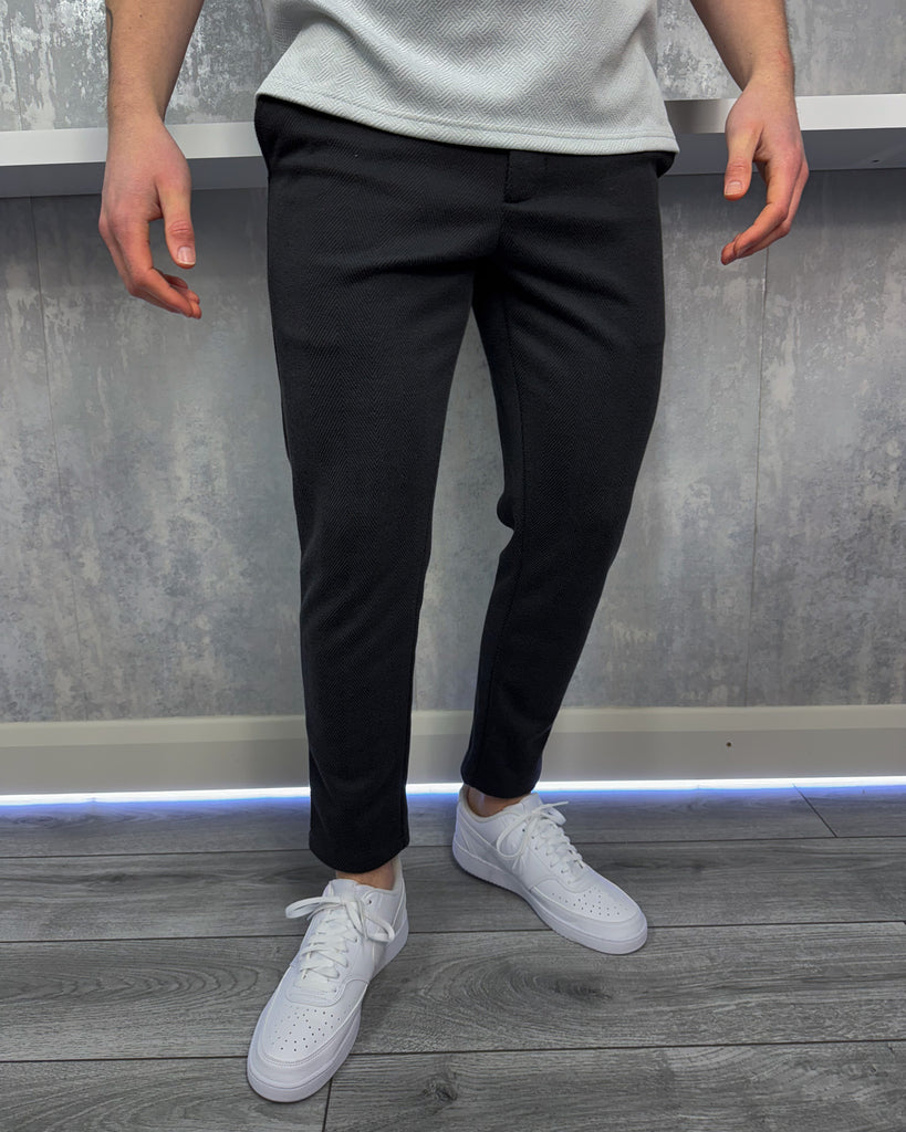 Herringbone smart Trousers - Black