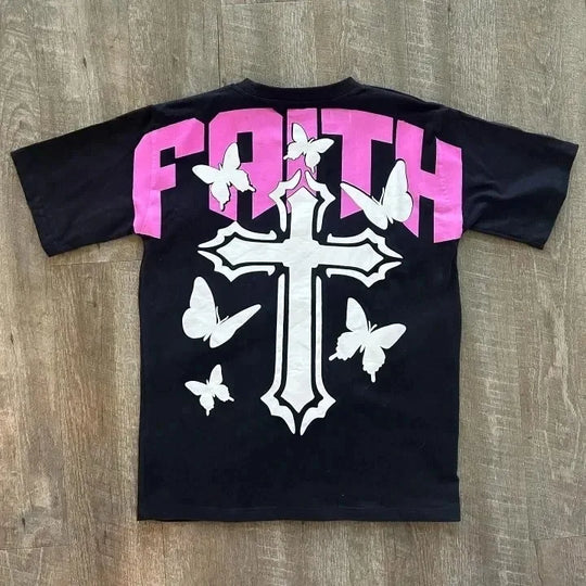 Mens Retro Cross Graphic Print Tee