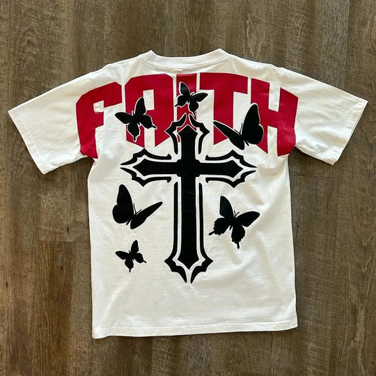 Mens Retro Cross Graphic Print Tee